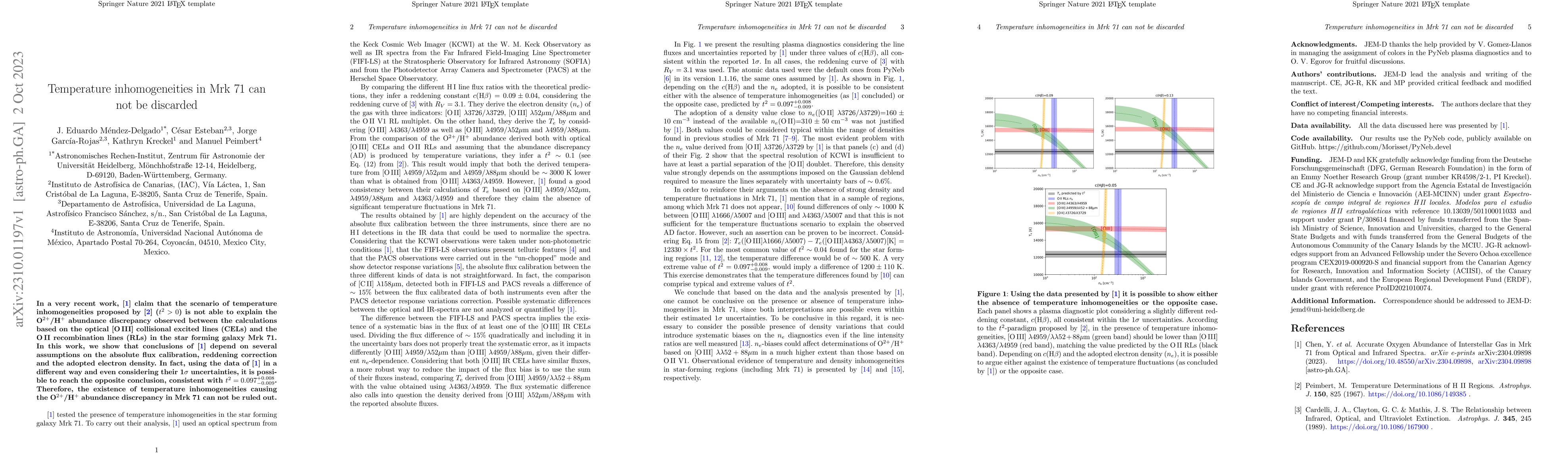 Thumbnail for Temperature inhomogeneities in Mrk71 can not be discarded