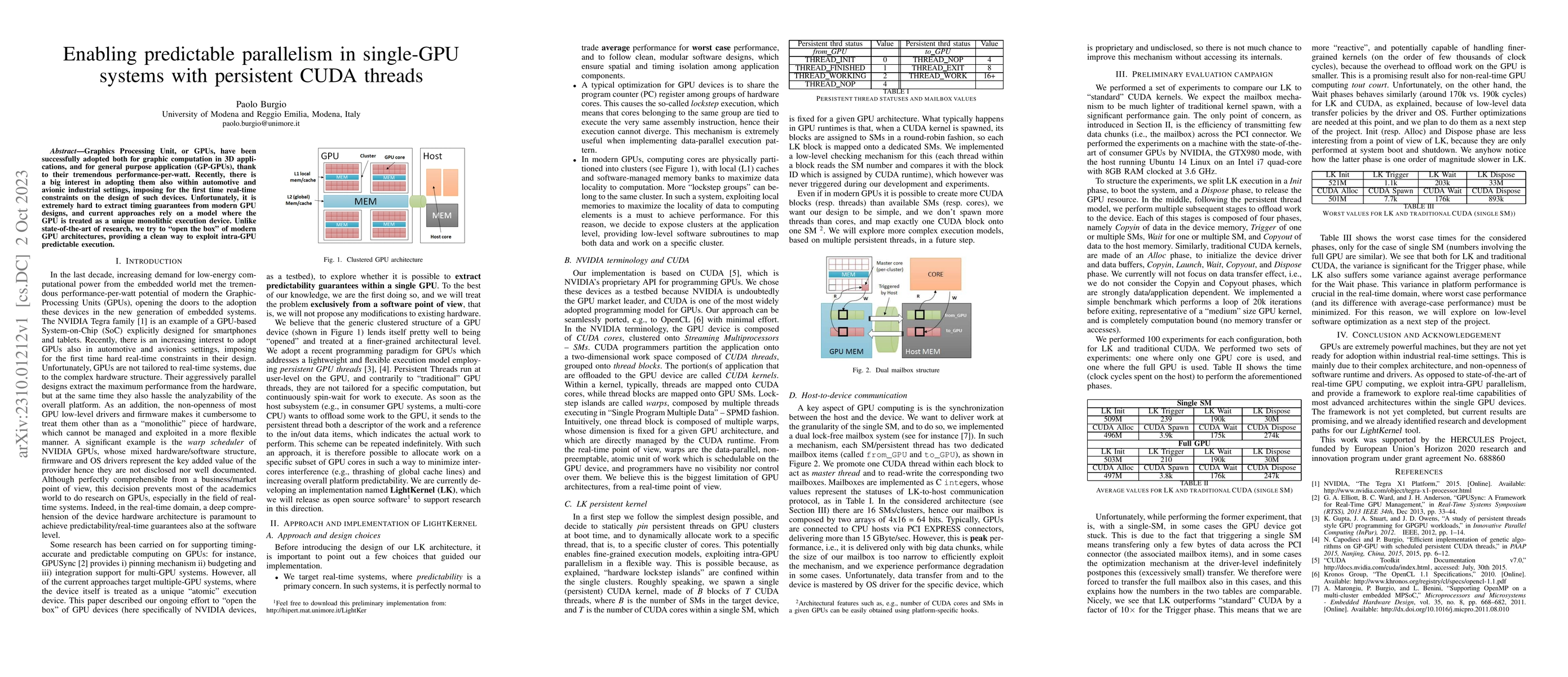 Thumbnail for Enabling predictable parallelism in single-GPU systems with persistent
  CUDA threads