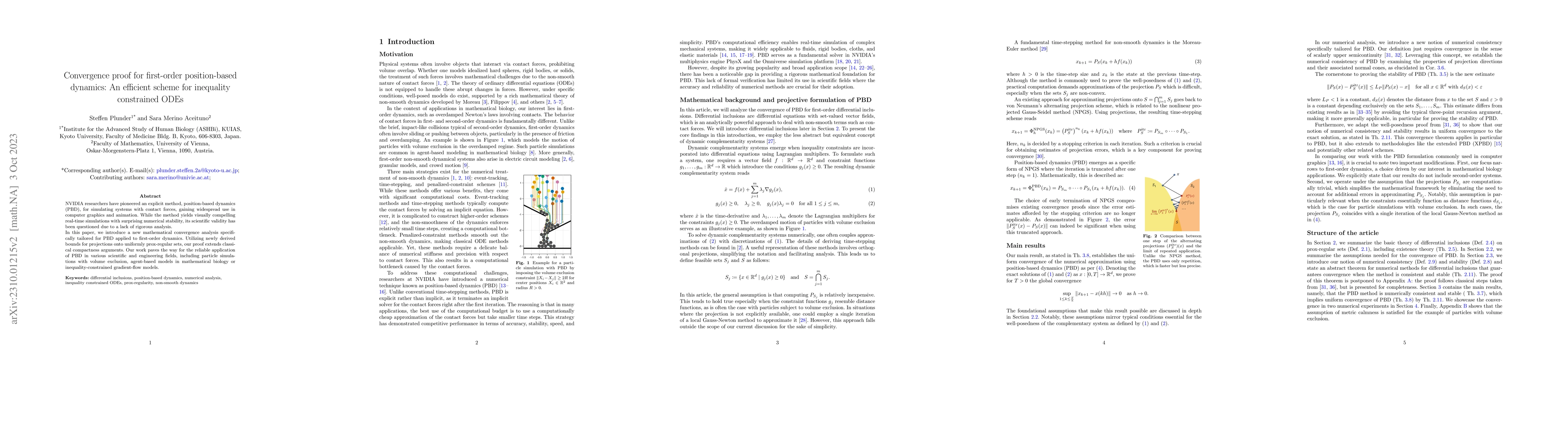 Thumbnail for Convergence proof for first-order position-based dynamics: An efficient
  scheme for inequality constrained ODEs