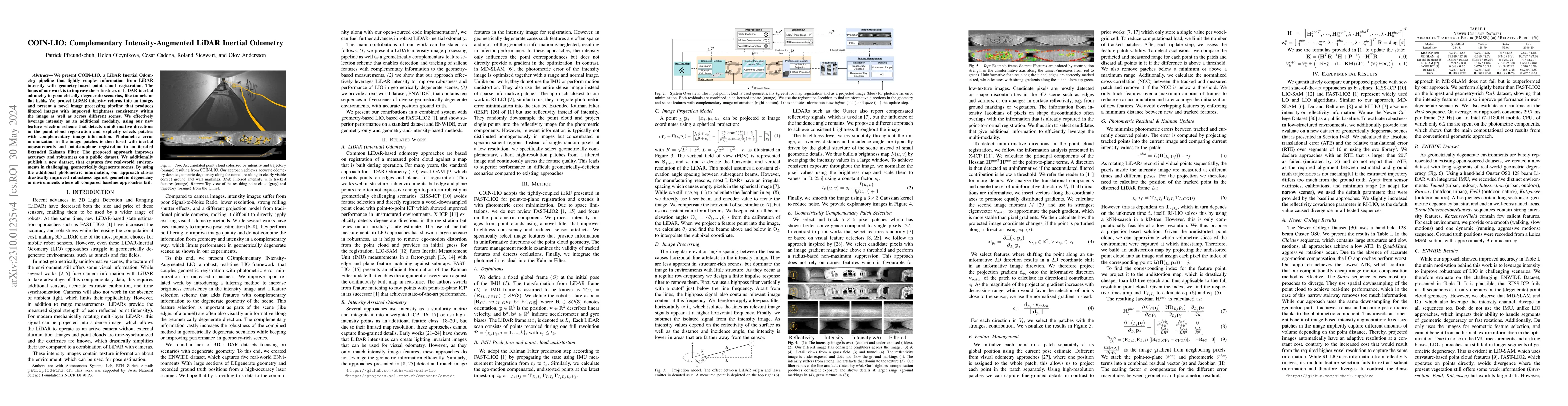 Thumbnail for COIN-LIO: Complementary Intensity-Augmented LiDAR Inertial Odometry