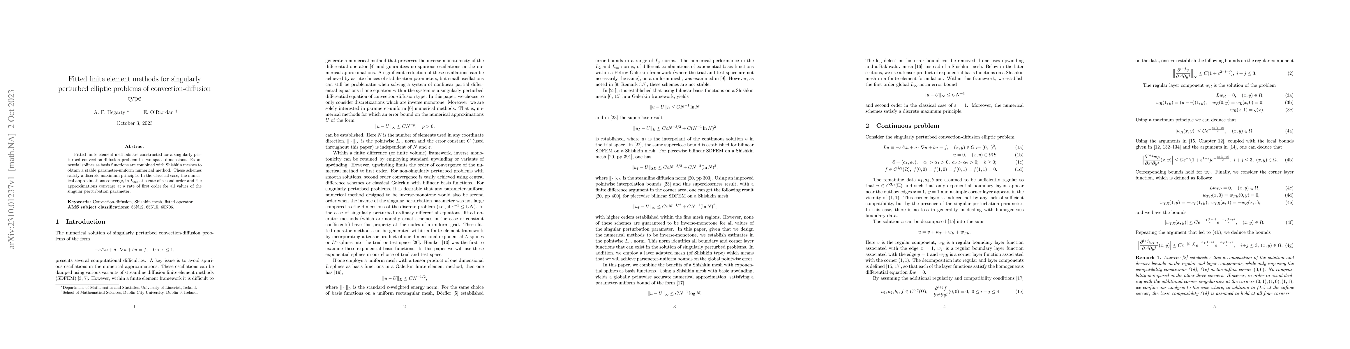 Thumbnail for Fitted finite element methods for singularly perturbed elliptic problems
  of convection-diffusion type