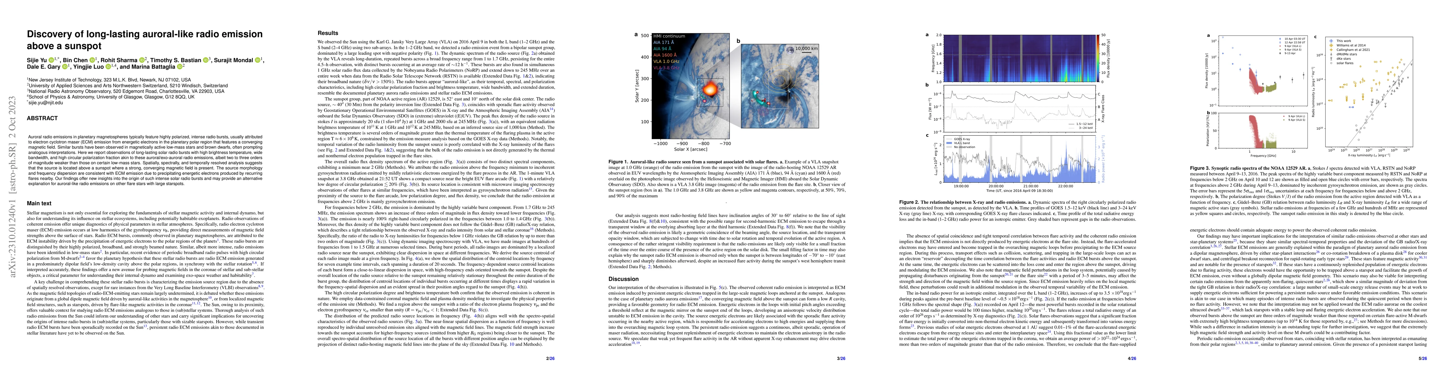 Thumbnail for Detection of long-lasting aurora-like radio emission above a sunspot