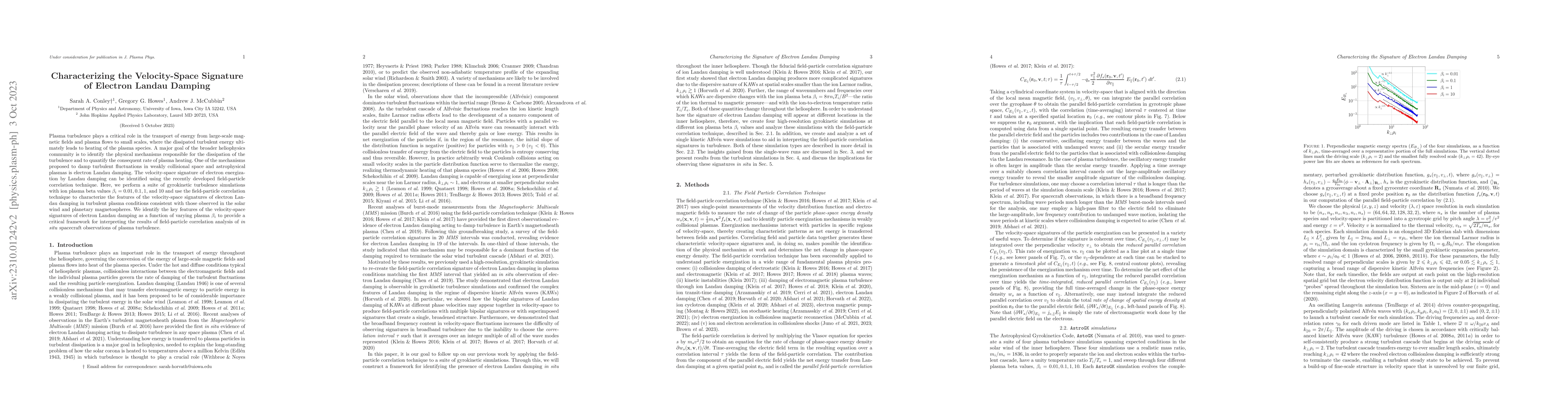 Thumbnail for Characterizing the Velocity-Space Signature of Electron Landau Damping
