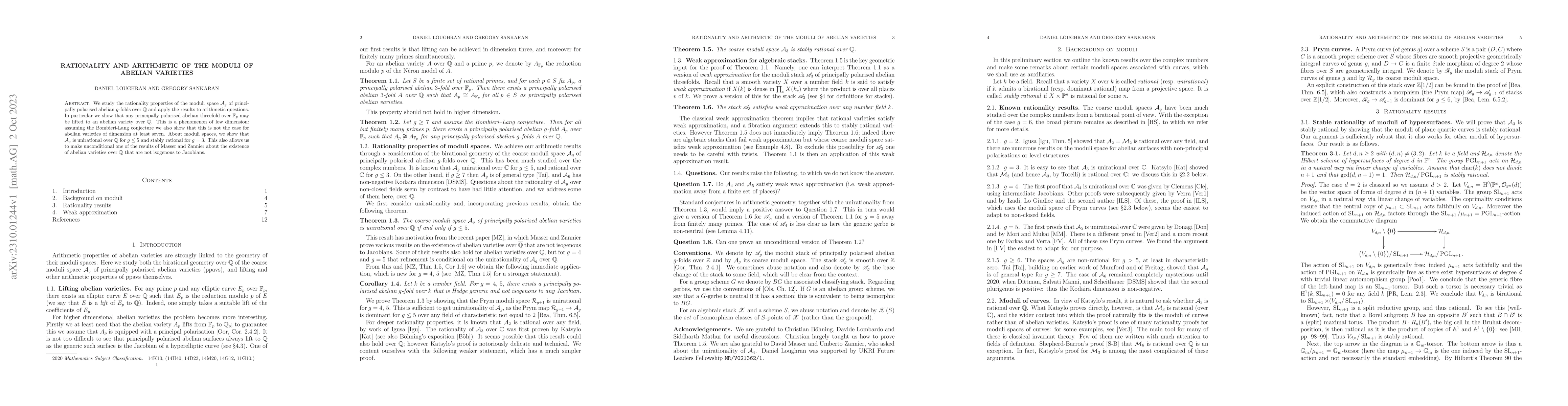 Thumbnail for Rationality and arithmetic of the moduli of abelian varieties