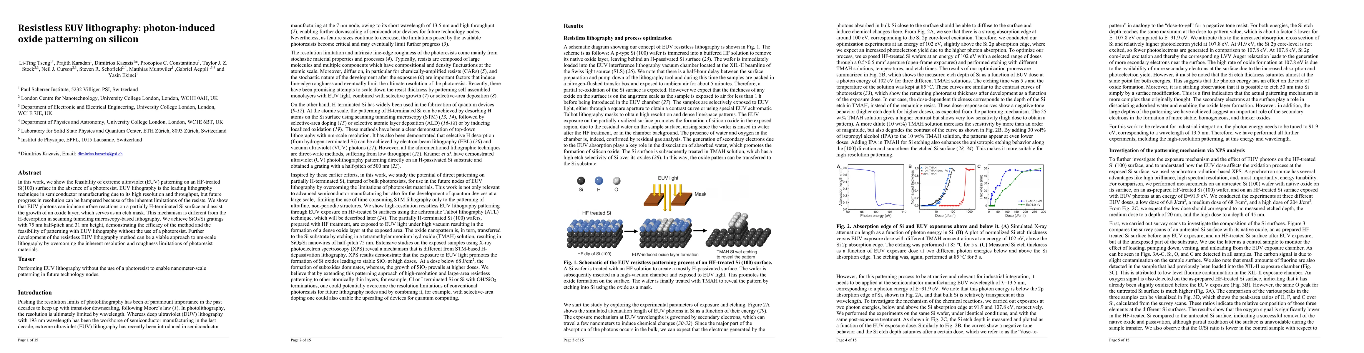 Thumbnail for Resistless EUV lithography: photon-induced oxide patterning on silicon