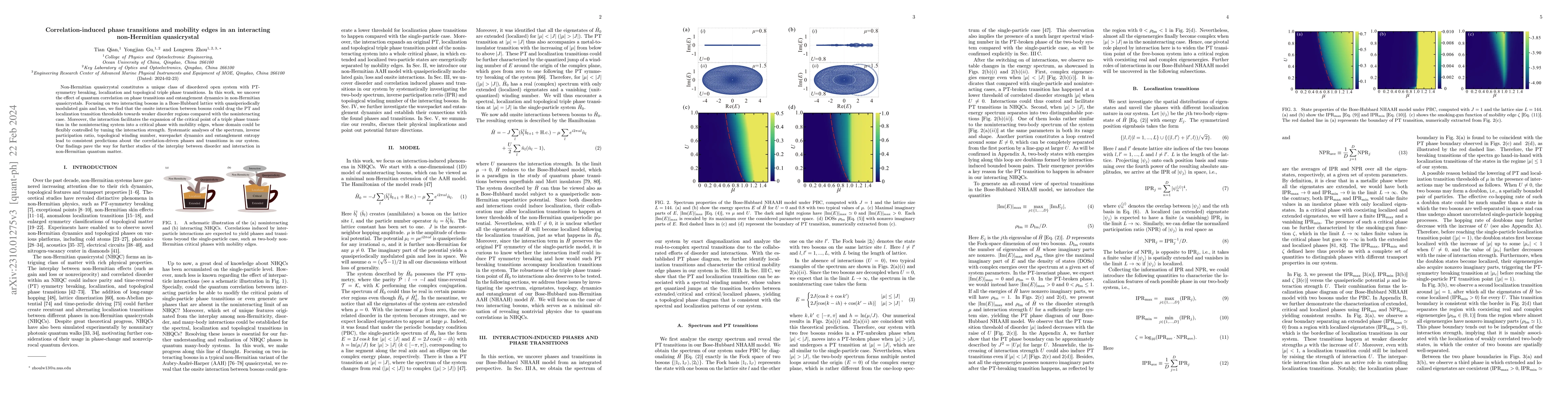 Thumbnail for Correlation-induced phase transitions and mobility edges in an
  interacting non-Hermitian quasicrystal