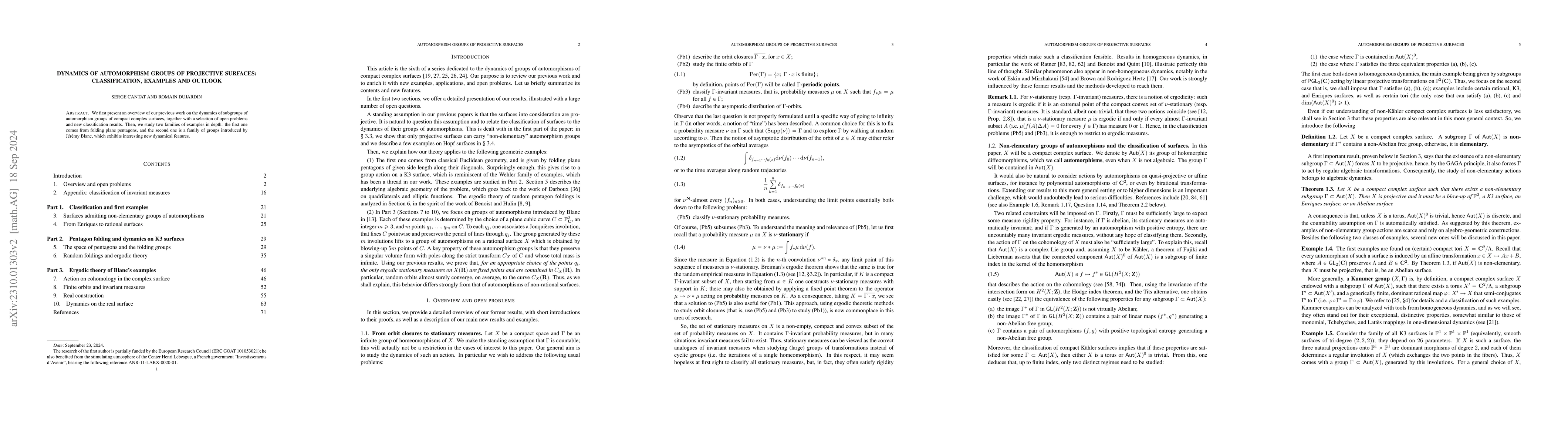 Thumbnail for Dynamics of automorphism groups of projective surfaces: classification,
  examples and outlook