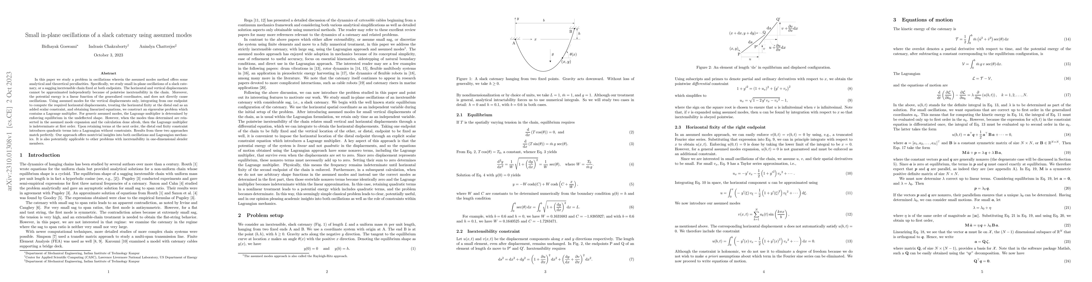 Thumbnail for Small in-plane oscillations of a slack catenary using assumed modes