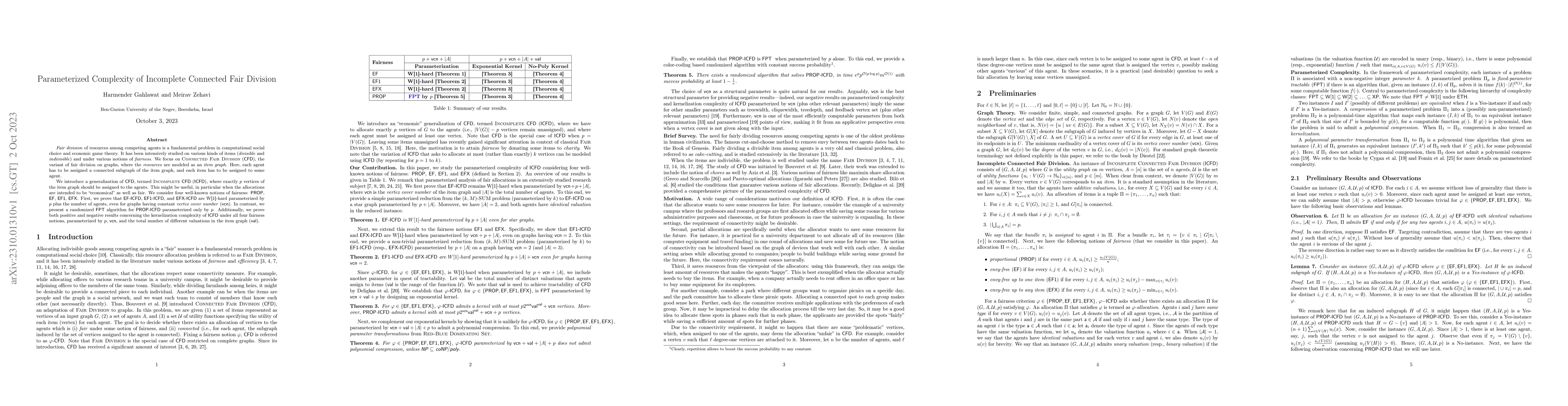 Thumbnail for Parameterized Complexity of Incomplete Connected Fair Division