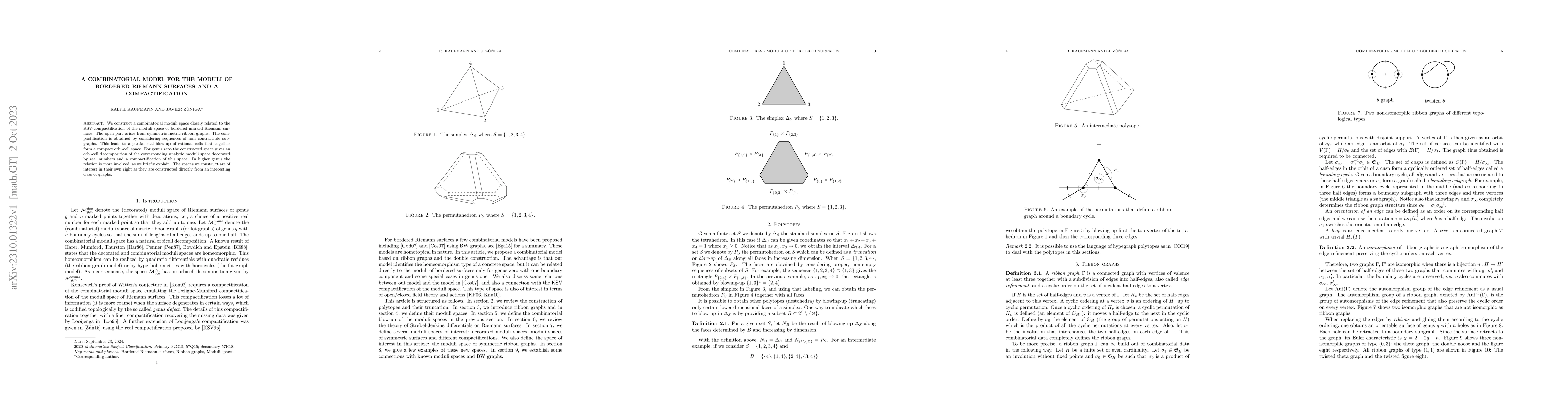 Thumbnail for A combinatorial model for the moduli of bordered Riemann surfaces and a
  compactification
