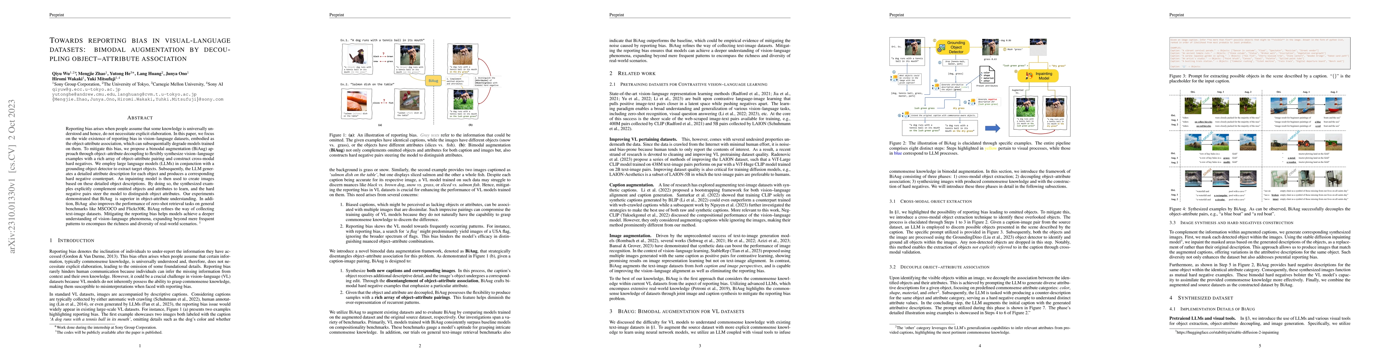 Thumbnail for Towards reporting bias in visual-language datasets: bimodal augmentation
  by decoupling object-attribute association