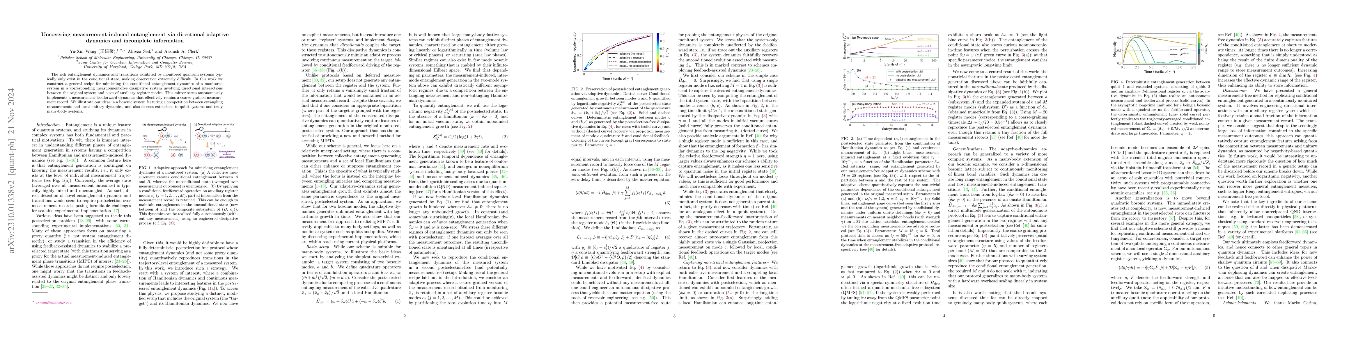 Thumbnail for Uncovering measurement-induced entanglement via directional adaptive
  dynamics and incomplete information