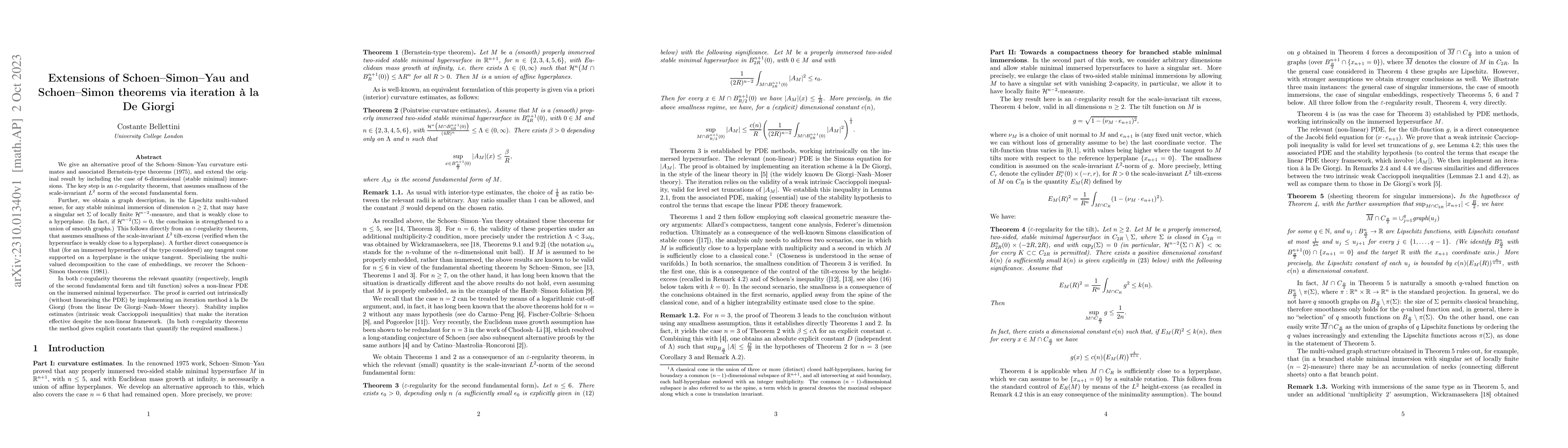 Thumbnail for Extensions of Schoen--Simon--Yau and Schoen--Simon theorems via
  iteration \`{a} la De Giorgi