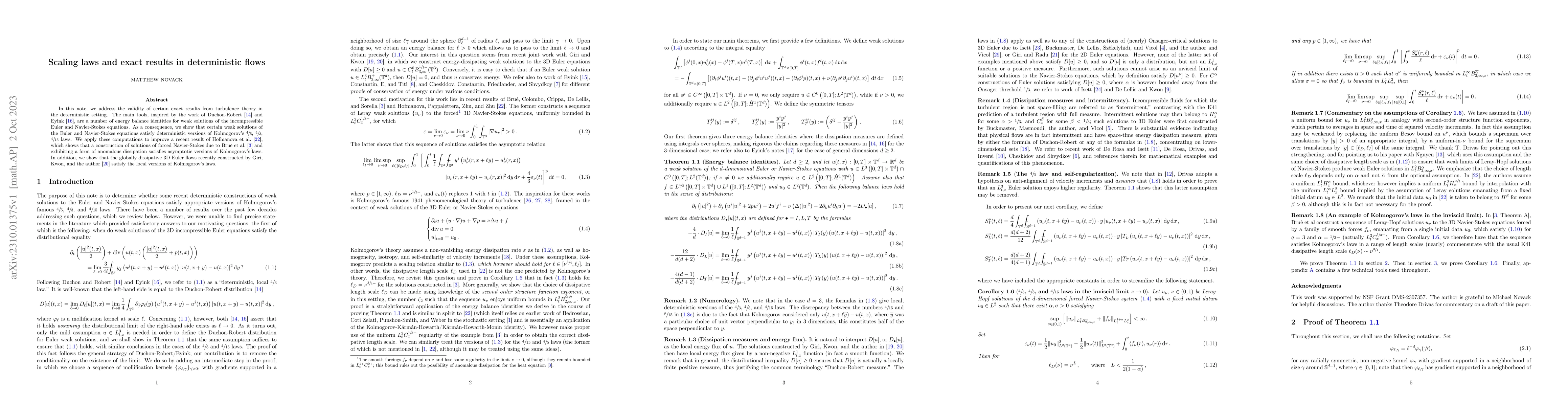 Thumbnail for Scaling laws and exact results in turbulence