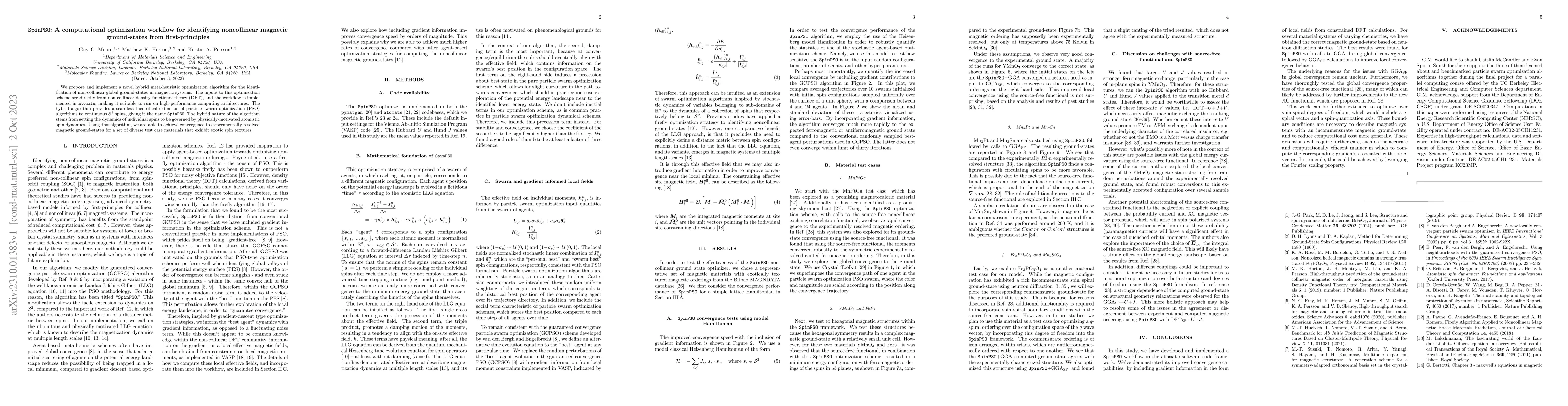 Thumbnail for SpinPSO: An agent-based optimization workflow for identifying global
  noncollinear magnetic ground-states from first-principles