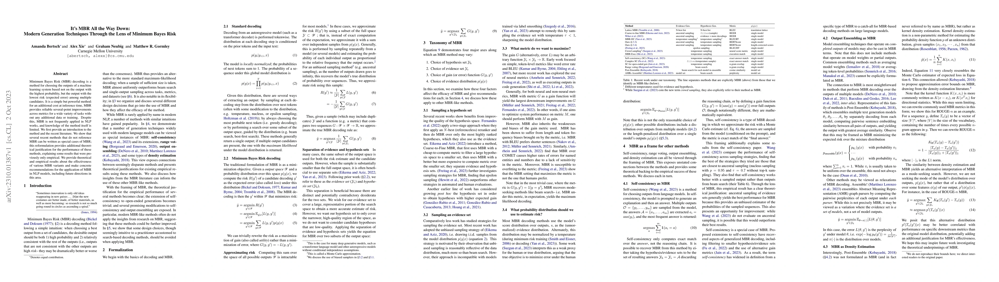 Thumbnail for It's MBR All the Way Down: Modern Generation Techniques Through the Lens
  of Minimum Bayes Risk