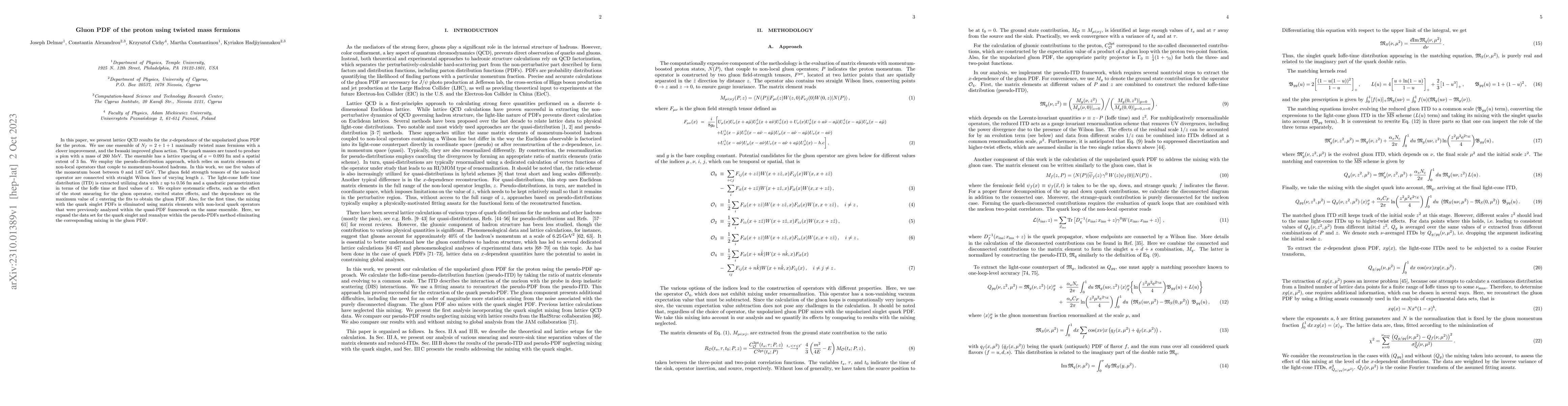 Thumbnail for Gluon PDF of the proton using twisted mass fermions