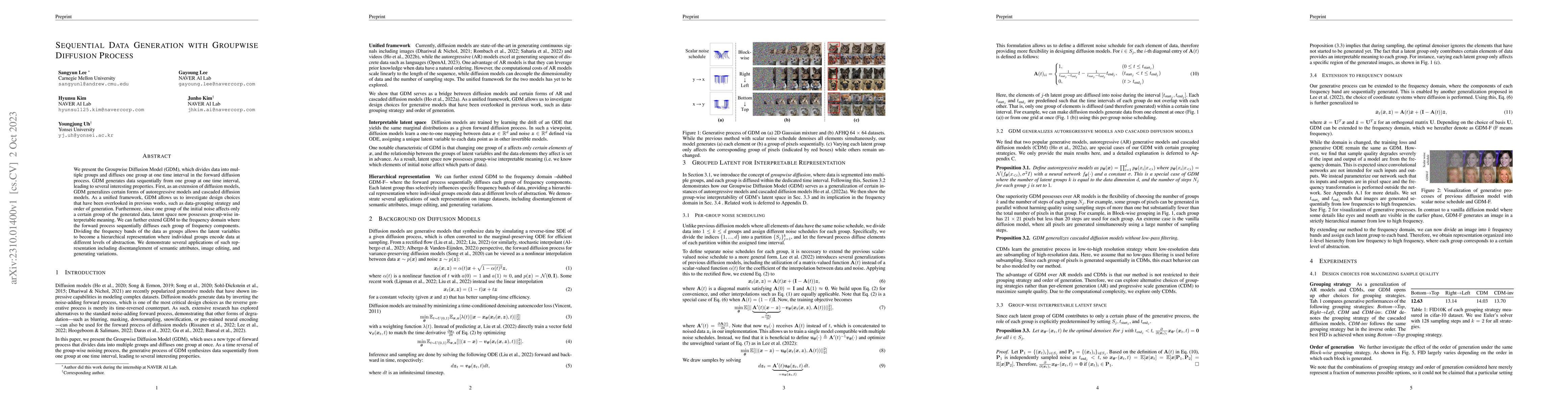 Thumbnail for Sequential Data Generation with Groupwise Diffusion Process