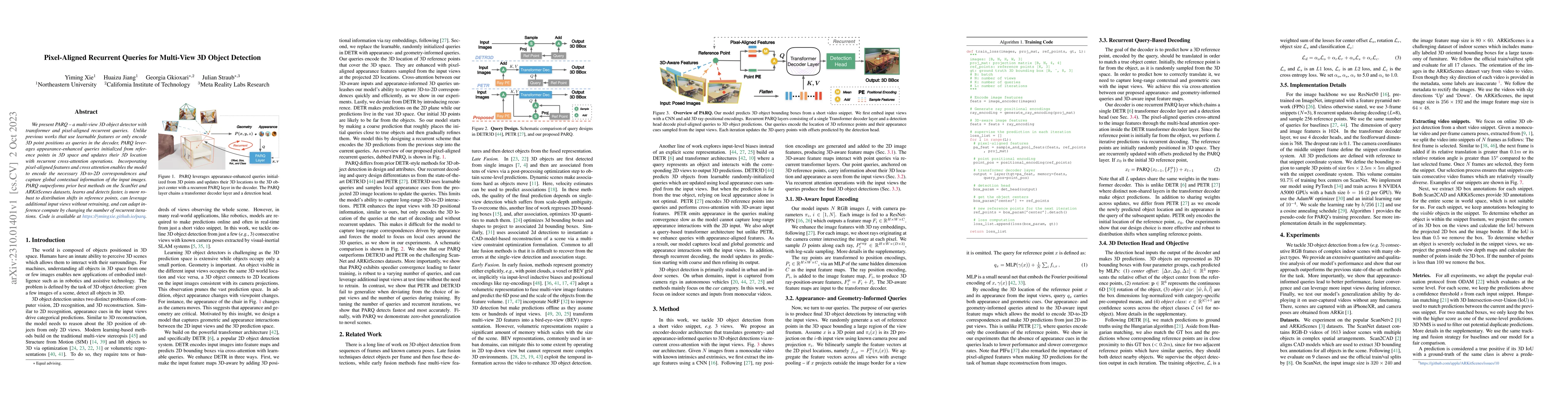 Thumbnail for Pixel-Aligned Recurrent Queries for Multi-View 3D Object Detection