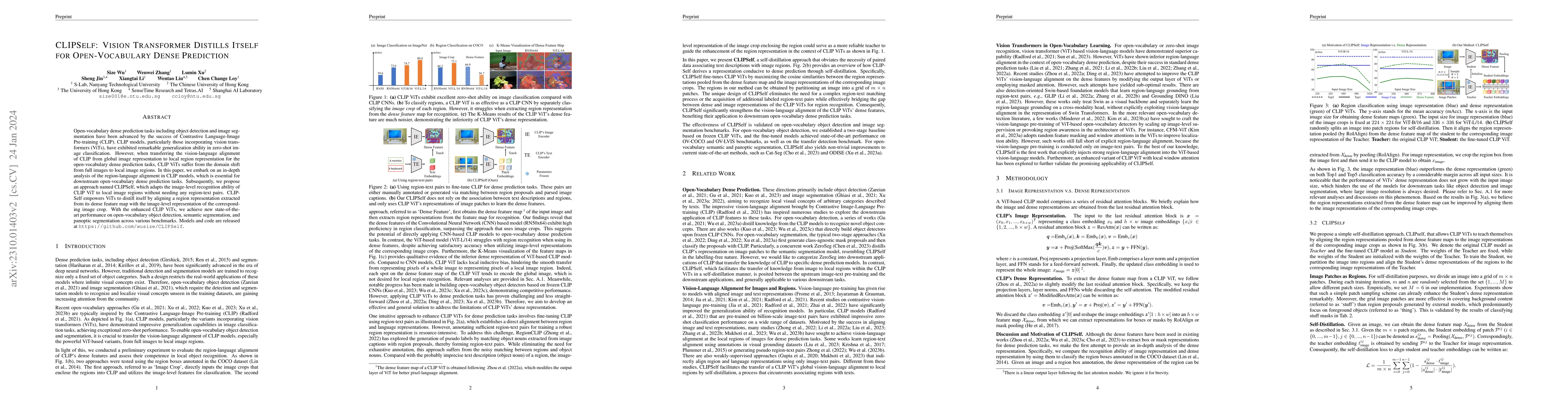 Thumbnail for CLIPSelf: Vision Transformer Distills Itself for Open-Vocabulary Dense
  Prediction