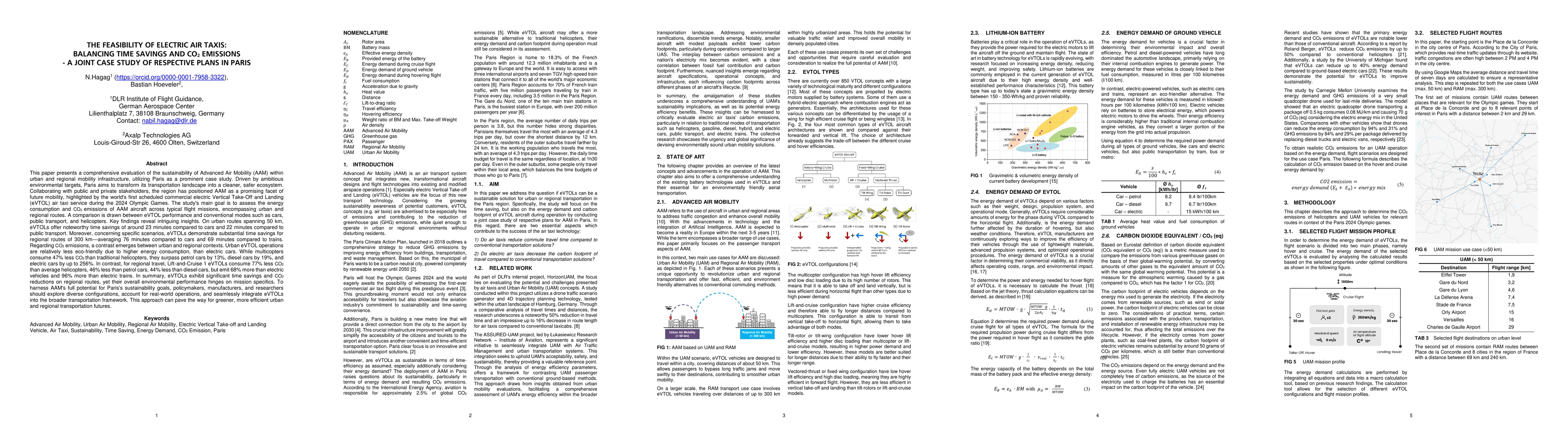 Thumbnail for The Feasibility of Electric Air Taxis: Balancing Time Savings and CO$_2$
  Emissions -- A joint case study of respective plans in Paris