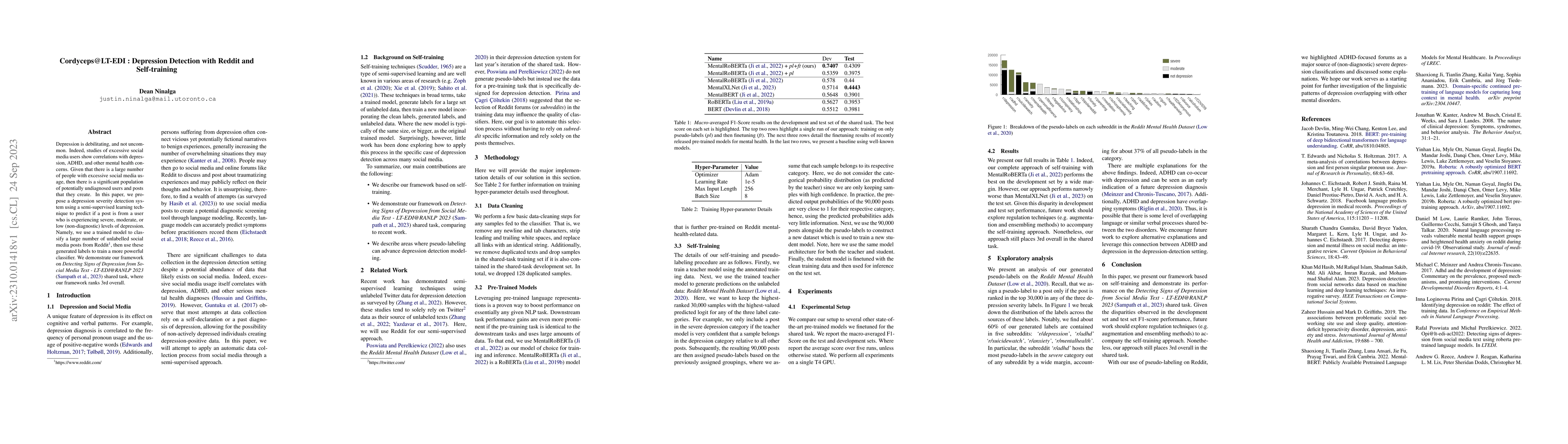 Thumbnail for Cordyceps@LT-EDI: Depression Detection with Reddit and Self-training