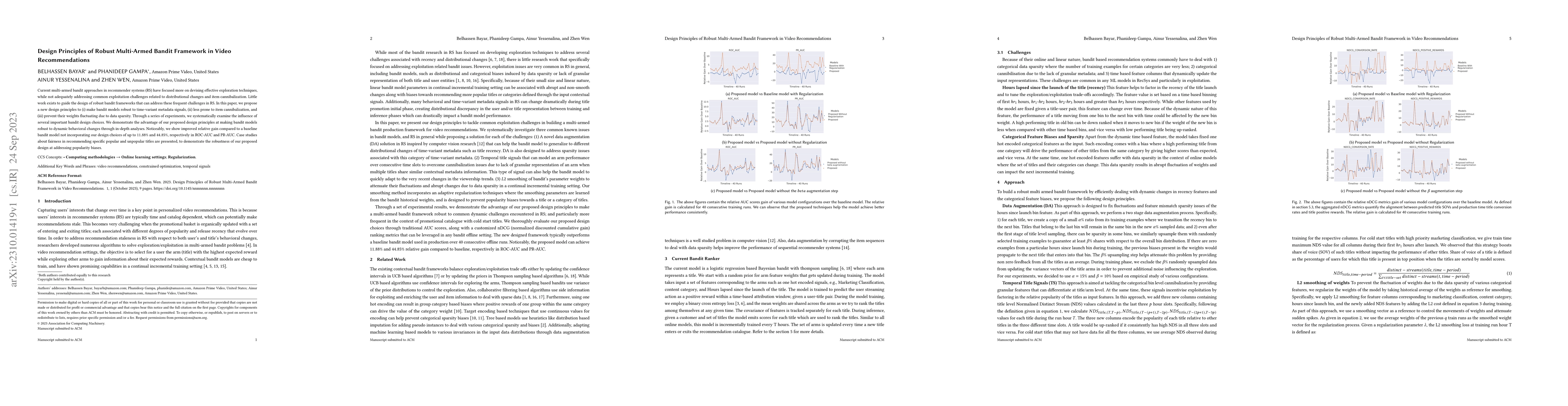 Thumbnail for Design Principles of Robust Multi-Armed Bandit Framework in Video
  Recommendations