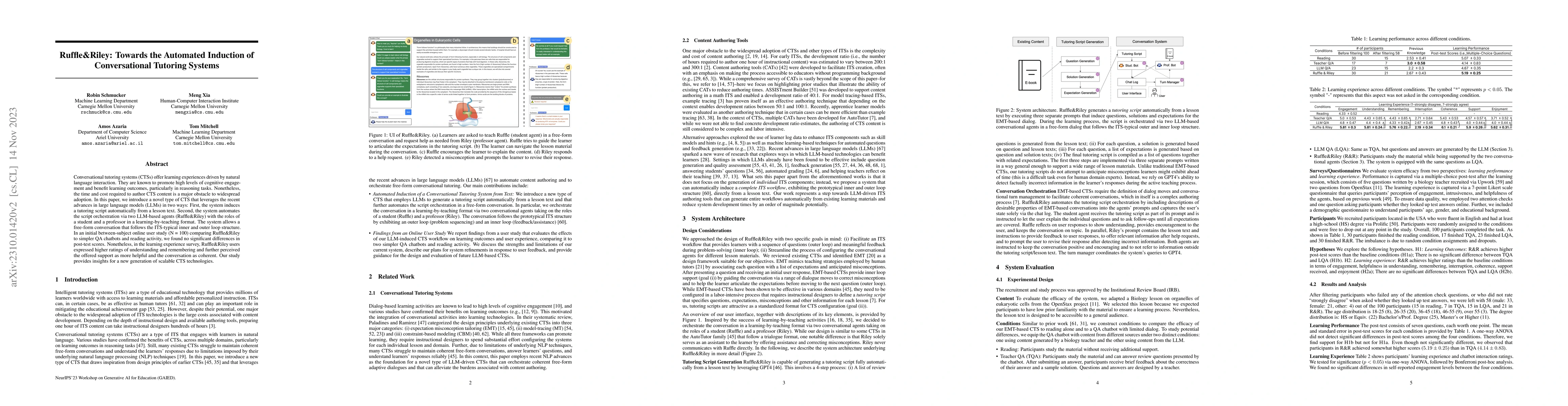 Thumbnail for Ruffle&Riley: Towards the Automated Induction of Conversational Tutoring
  Systems