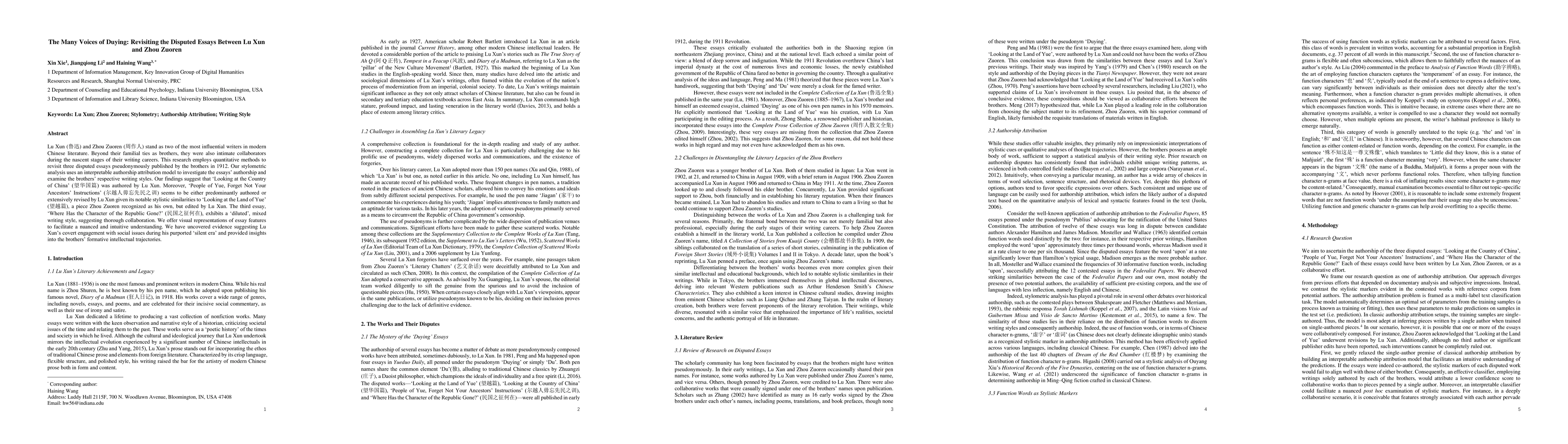 Thumbnail for The Many Voices of Duying: Revisiting the Disputed Essays Between Lu Xun
  and Zhou Zuoren