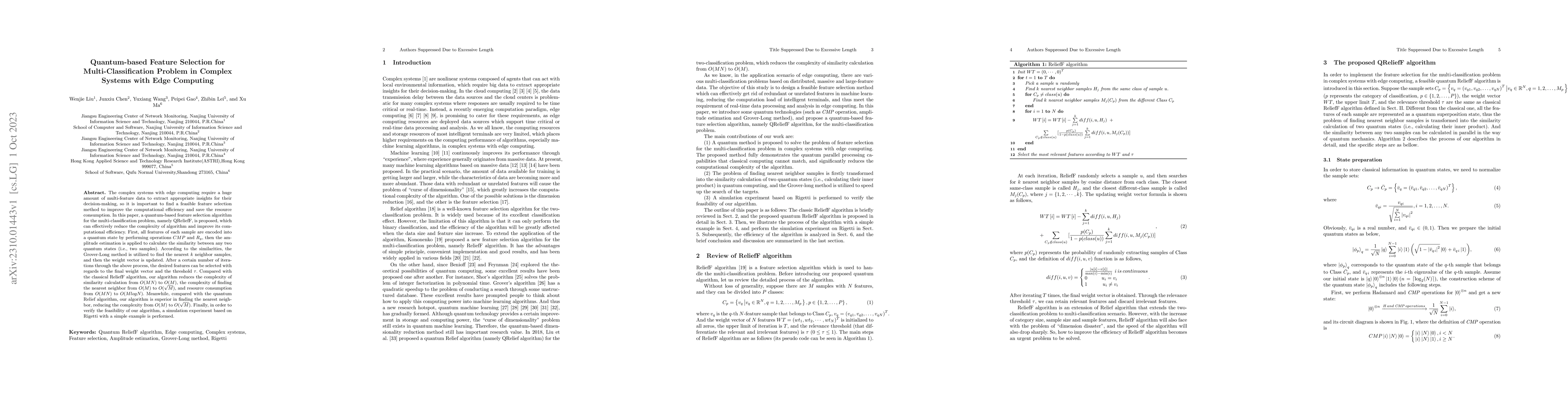 Thumbnail for Quantum-Based Feature Selection for Multi-classification Problem in
  Complex Systems with Edge Computing