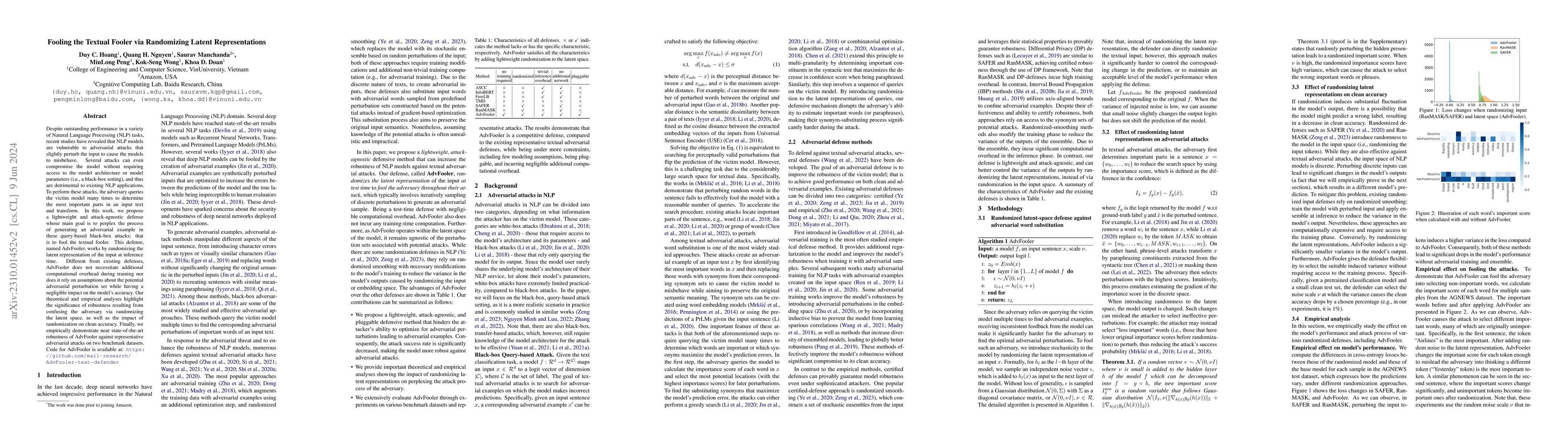 Thumbnail for Fooling the Textual Fooler via Randomizing Latent Representations