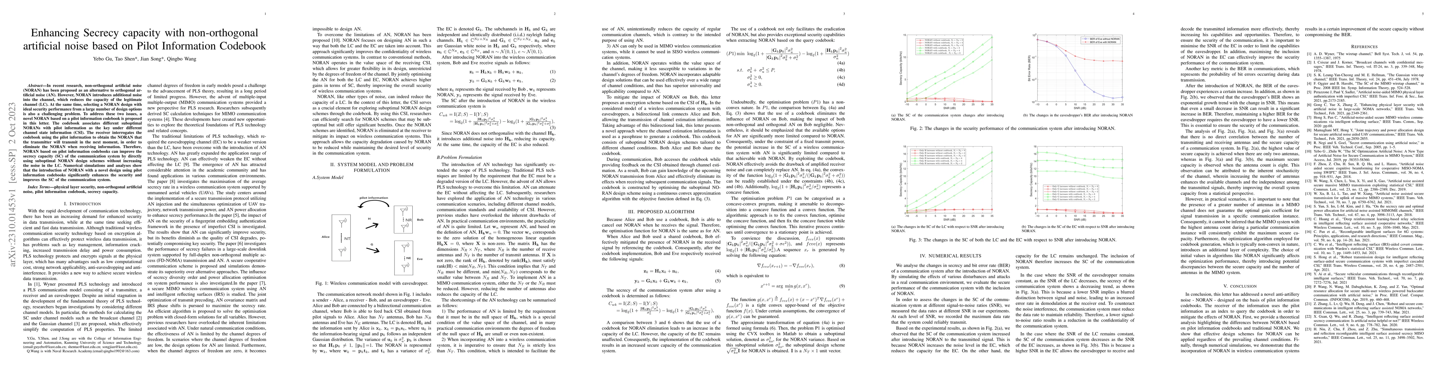 Thumbnail for Enhancing Secrecy Capacity in PLS Communication with NORAN based on
  Pilot Information Codebooks
