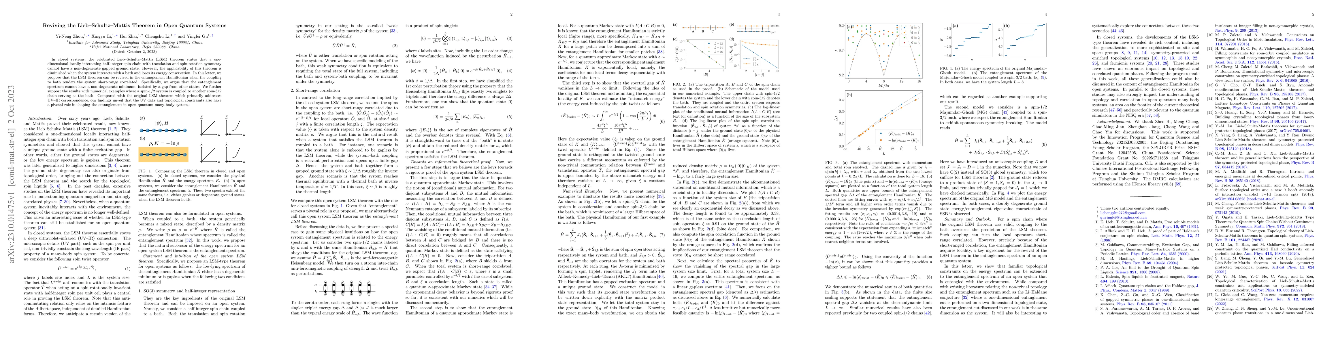 Thumbnail for Reviving the Lieb-Schultz-Mattis Theorem in Open Quantum Systems