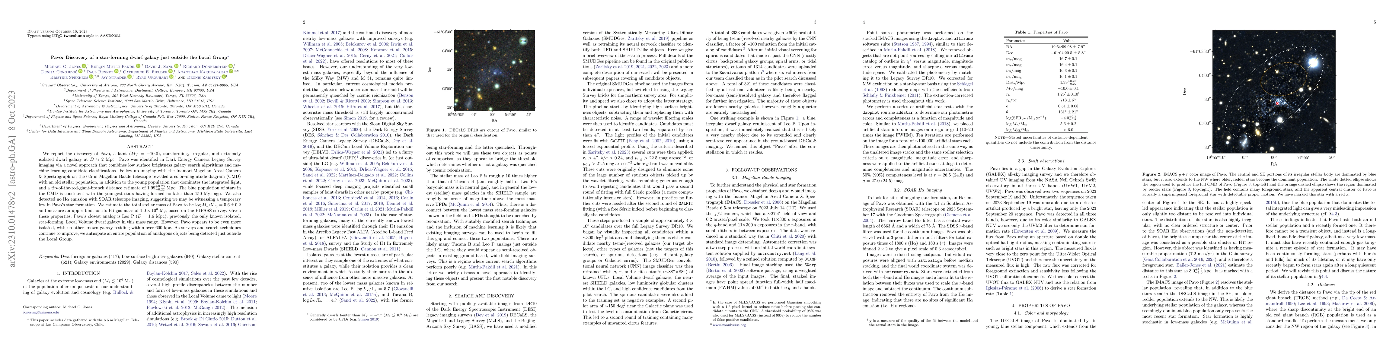 Thumbnail for Pavo: Discovery of a star-forming dwarf galaxy just outside the Local
  Group