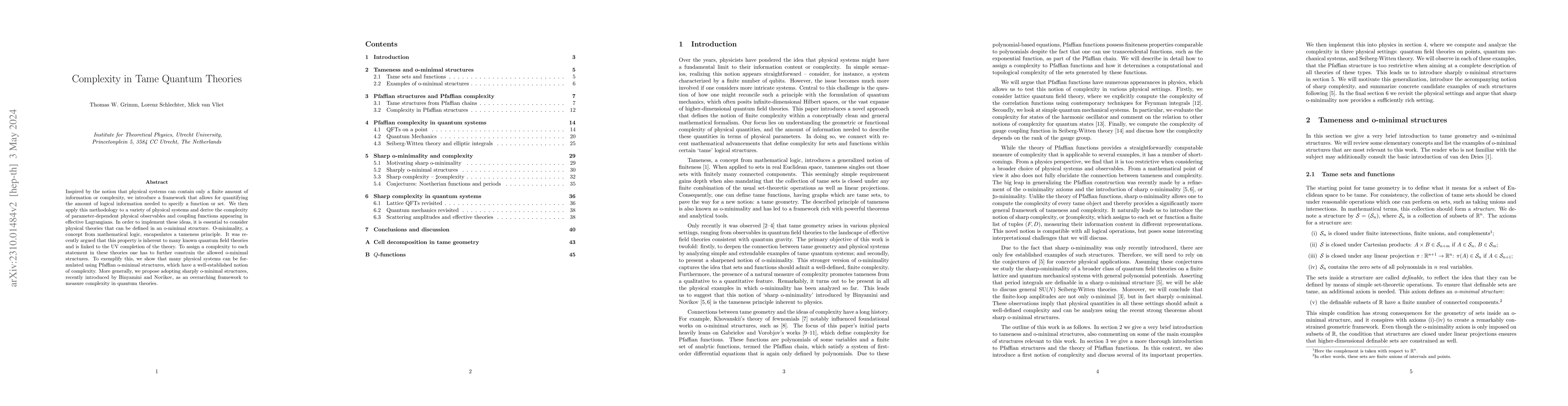 Thumbnail for Complexity in Tame Quantum Theories