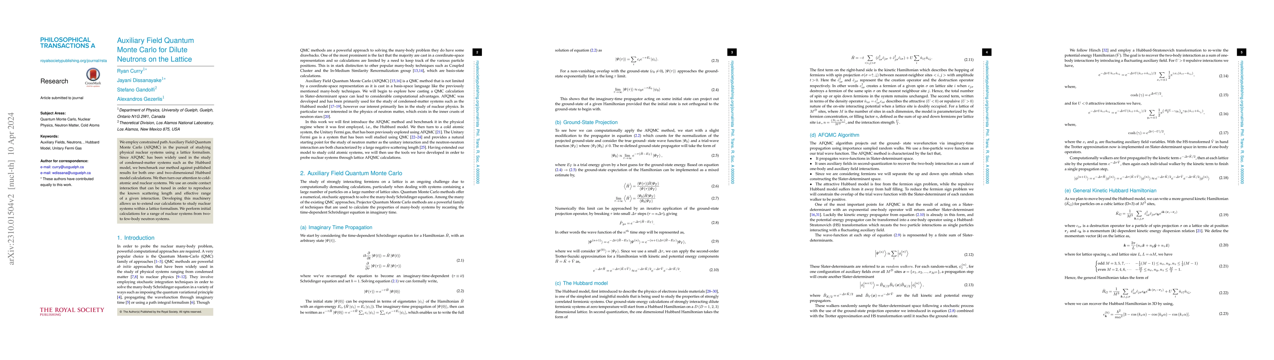 Thumbnail for Auxiliary Field Quantum Monte Carlo for Dilute Neutrons on the Lattice