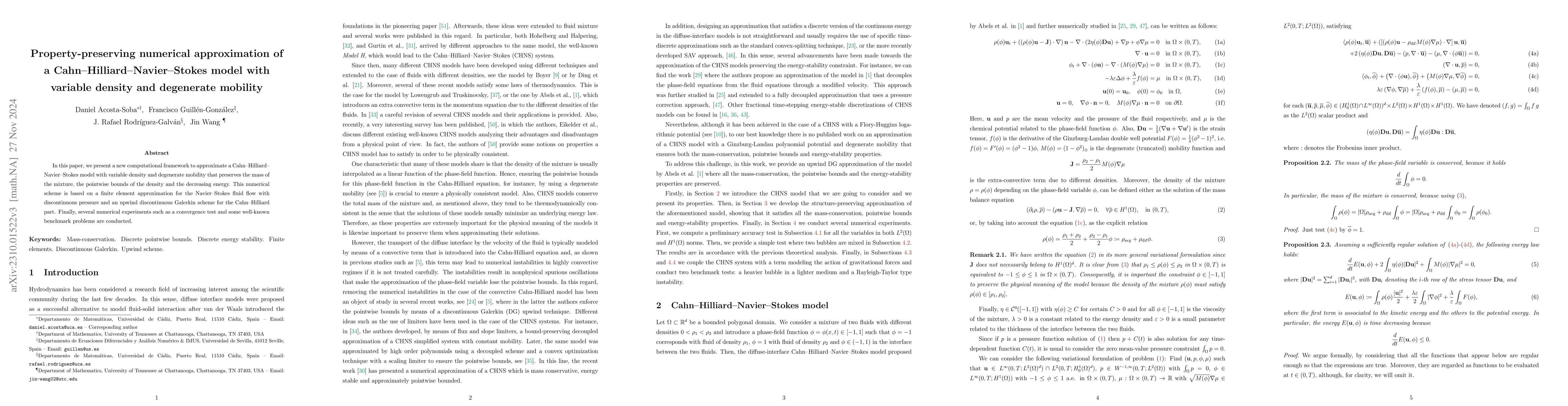 Thumbnail for Property-preserving numerical approximations of a
  Cahn-Hilliard-Navier-Stokes model with variable densities and degenerate
  mobility
