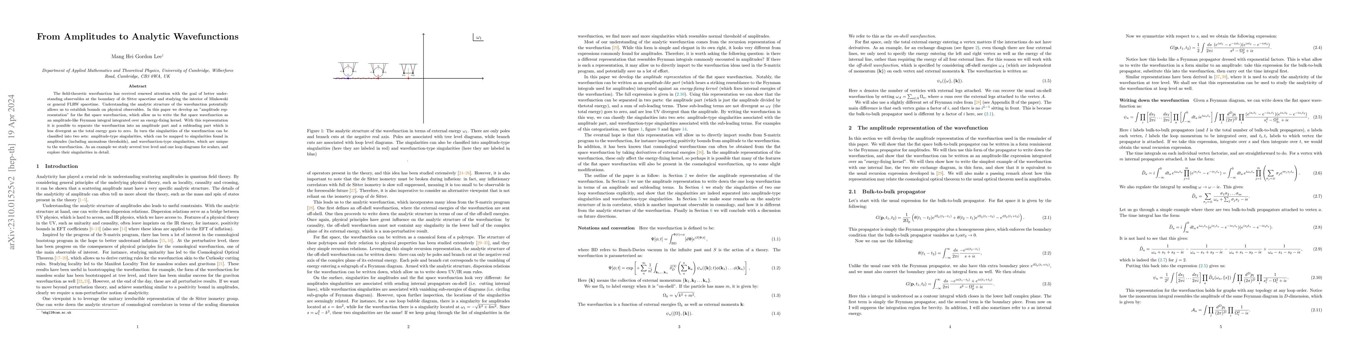 Thumbnail for From Amplitudes to Analytic Wavefunctions