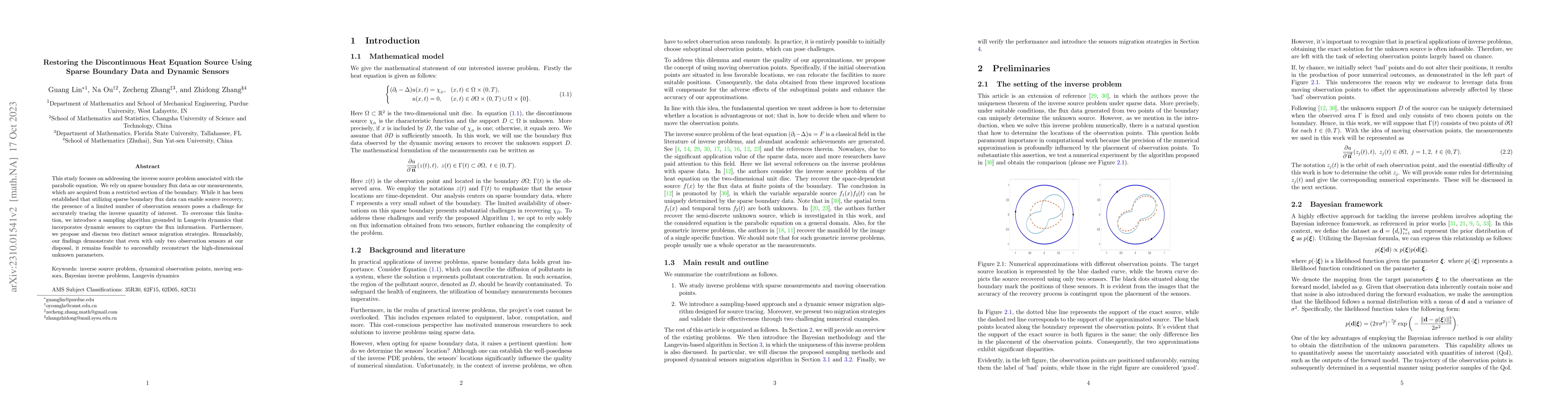 Thumbnail for Restoring the Discontinuous Heat Equation Source Using Sparse Boundary
  Data and Dynamic Sensors
