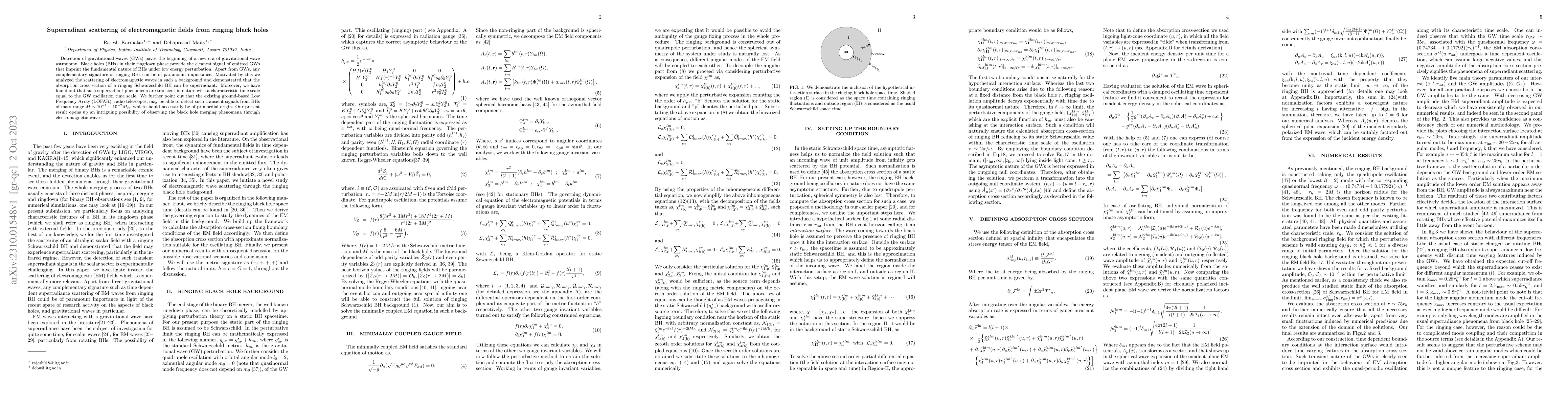 Thumbnail for Superradiant scattering of electromagnetic fields from ringing black
  holes