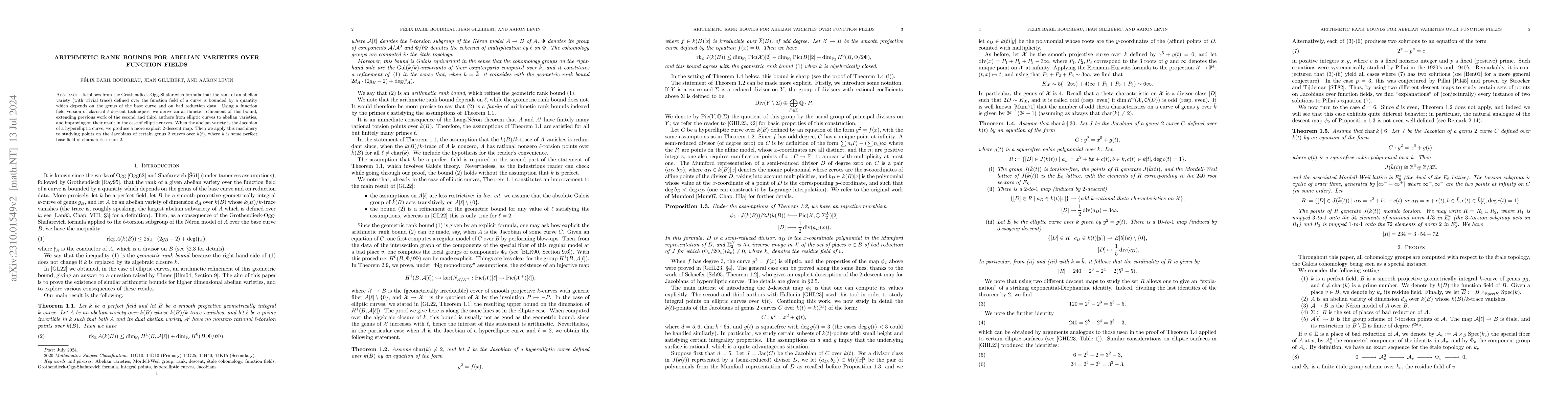 Thumbnail for Arithmetic rank bounds for abelian varieties over function fields