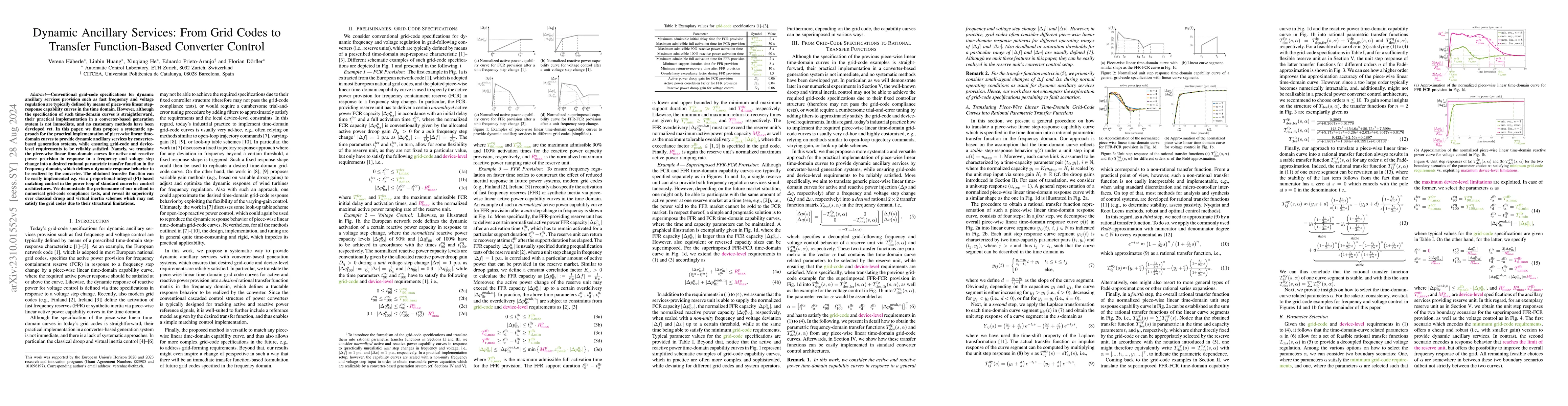 Thumbnail for Dynamic Ancillary Services: From Grid Codes to Transfer Function-Based
  Converter Control