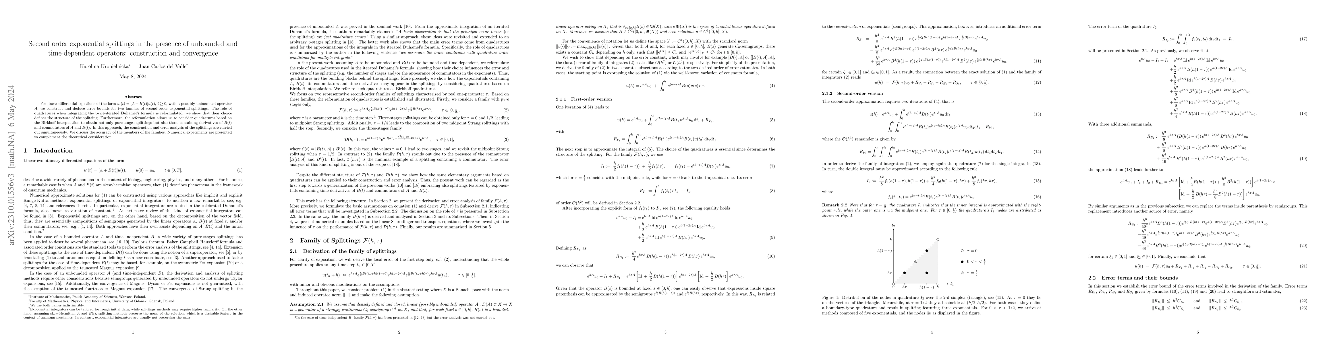 Thumbnail for Second-order exponential splittings in the presence of unbounded and
  time-dependent operators: construction and convergence