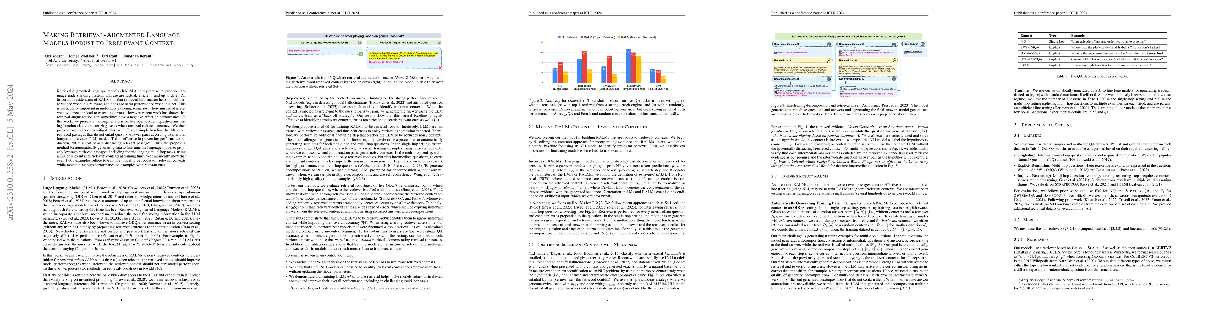 Thumbnail for Making Retrieval-Augmented Language Models Robust to Irrelevant Context