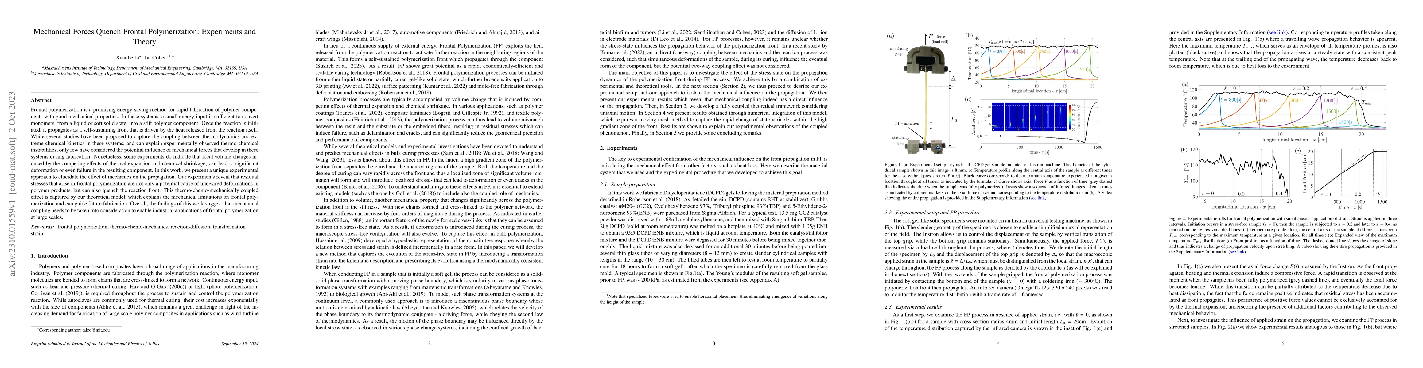 Thumbnail for Mechanical Forces Quench Frontal Polymerization: Experiments and Theory