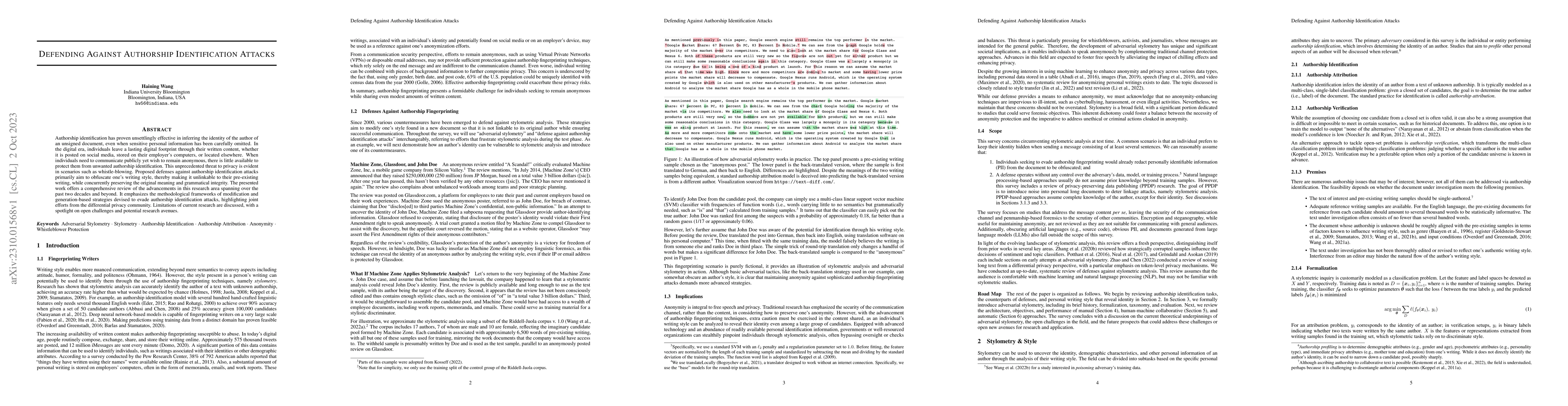 Thumbnail for Defending Against Authorship Identification Attacks
