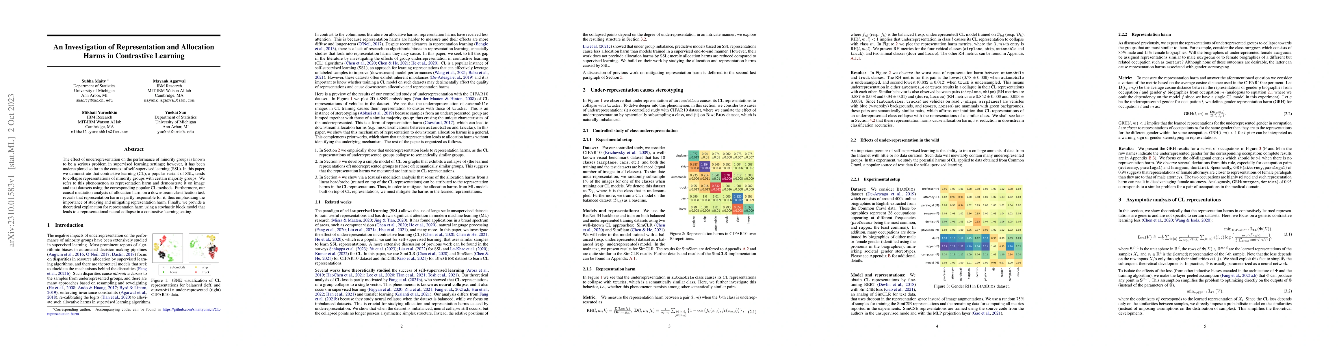 Thumbnail for An Investigation of Representation and Allocation Harms in Contrastive
  Learning