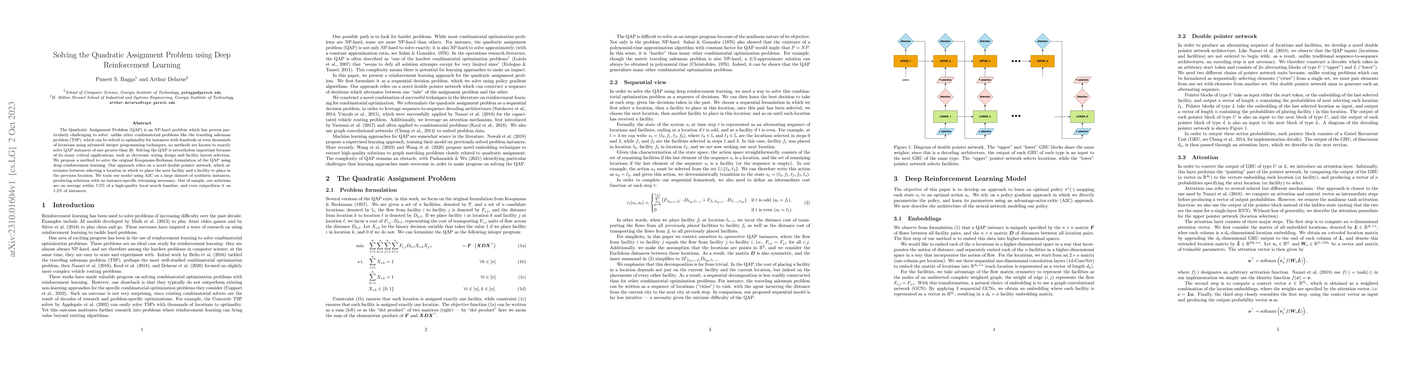 Thumbnail for Solving the Quadratic Assignment Problem using Deep Reinforcement
  Learning
