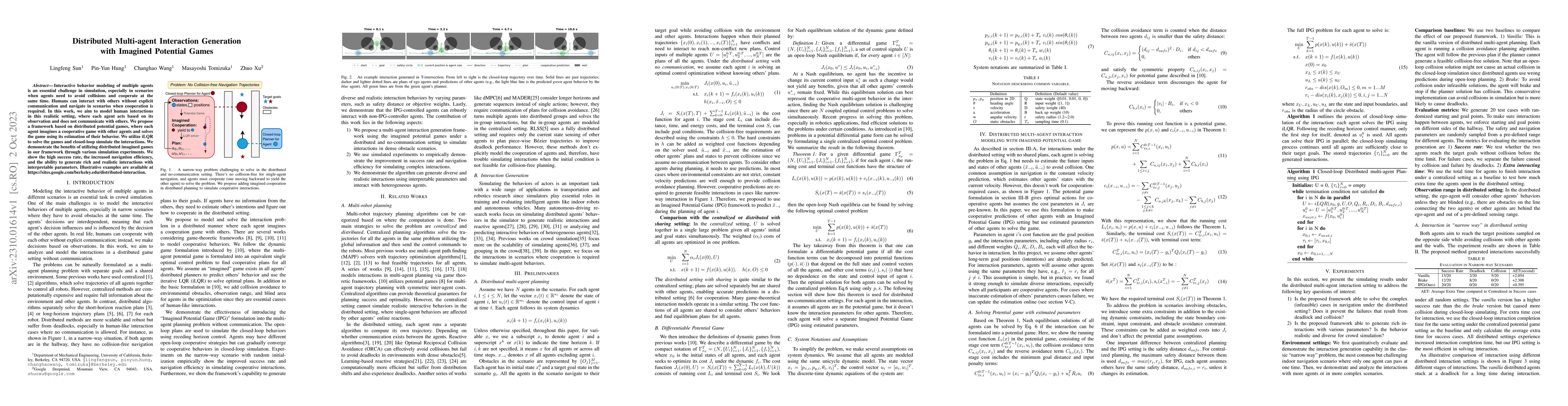 Thumbnail for Distributed Multi-agent Interaction Generation with Imagined Potential
  Games