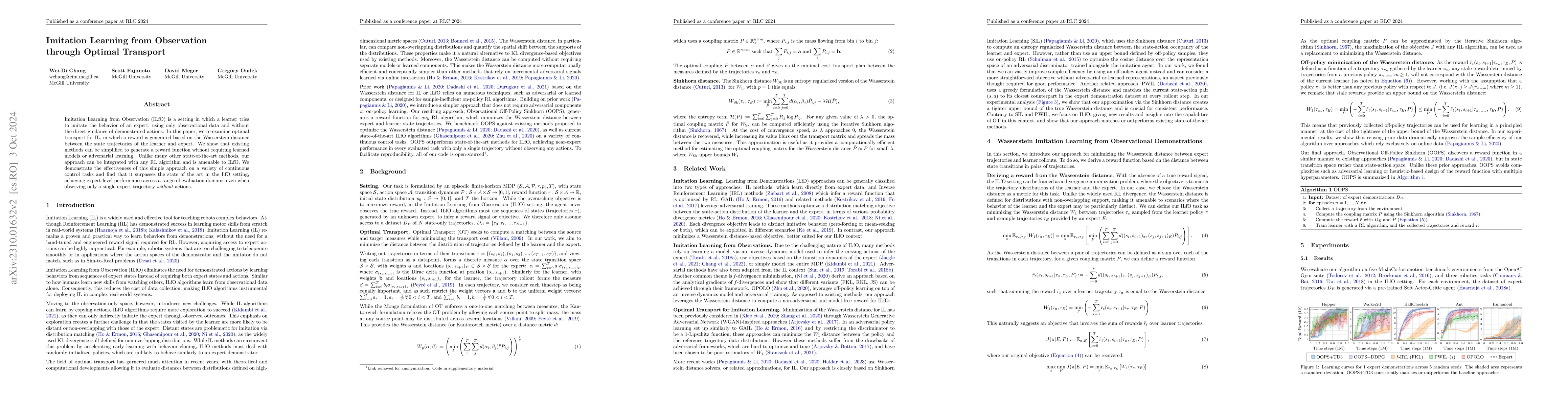 Thumbnail for Imitation Learning from Observation through Optimal Transport